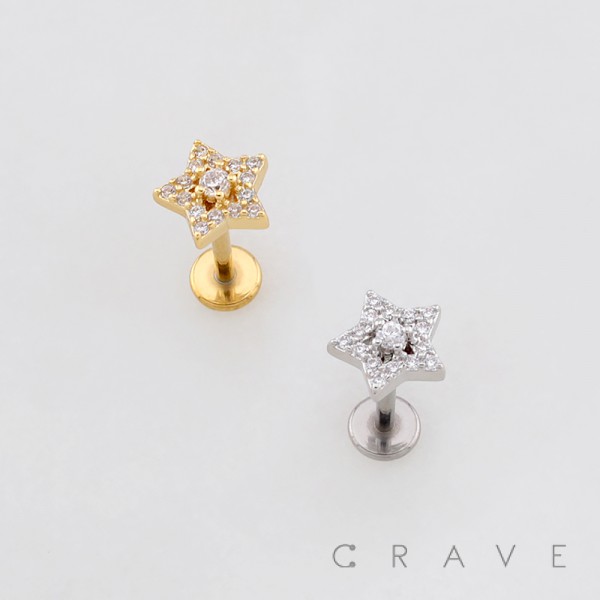 MULTI CZ STAR CELESTIAL TOP PUSHIN (THREADLESS) 316L SURGICAL STEEL LABRET SET